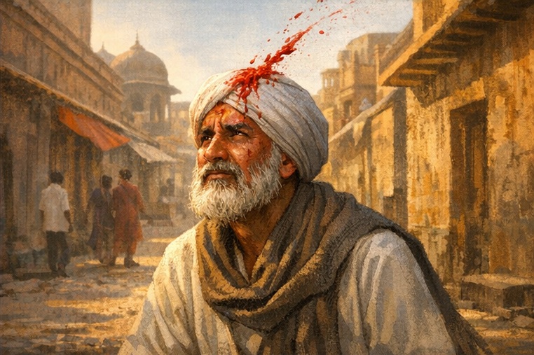 The paan struck the fakir's head