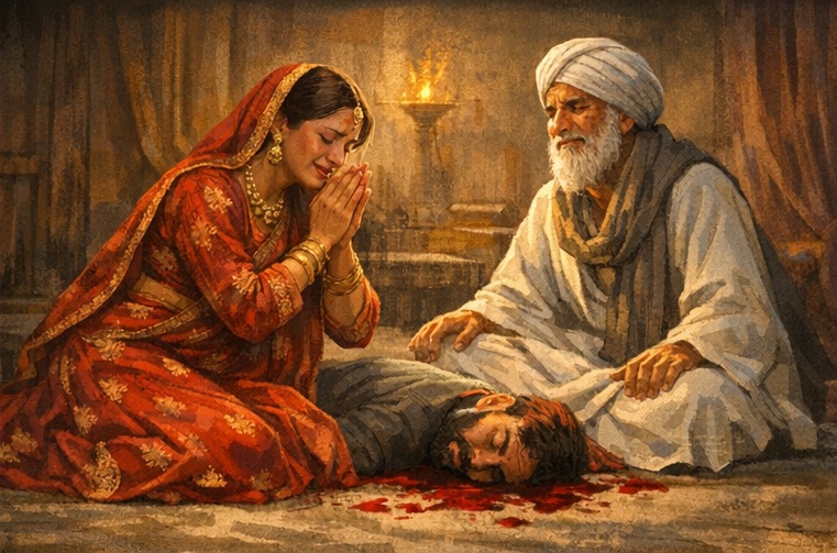 Grief and regret filled her as she witnessed her husband's lifeless body, and for the first time, her arrogance dissolved