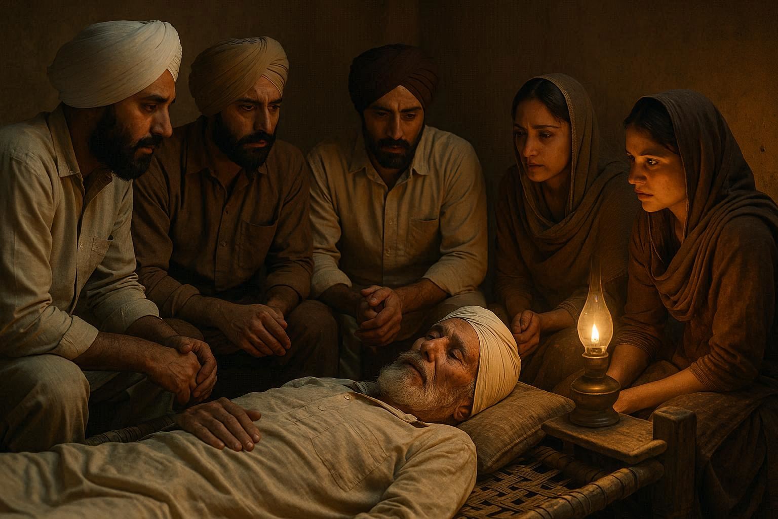 The old man lying on his deathbed