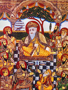 Guru Nanak with Bhai Bala and Bhai Mardana and Sikh Gurus